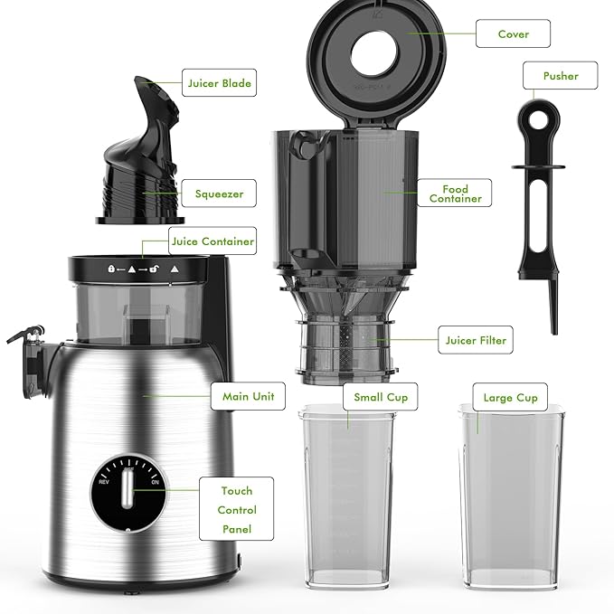 Extractor de Jugos Prensado Frío Boca Ancha 5.4 Pulgadas Motor 300W miniatura 6