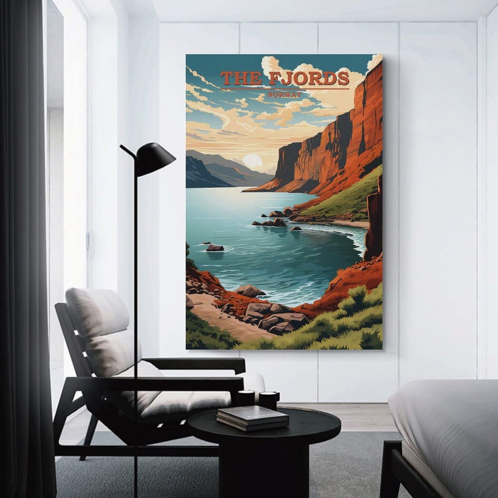 Junmoney The Fjords Norway Travel Wall Art Print 24x36inch(60x90cm), for Home, Office, Studio Or Guest Room, A Flexible Wall Accent for Shared Spaces