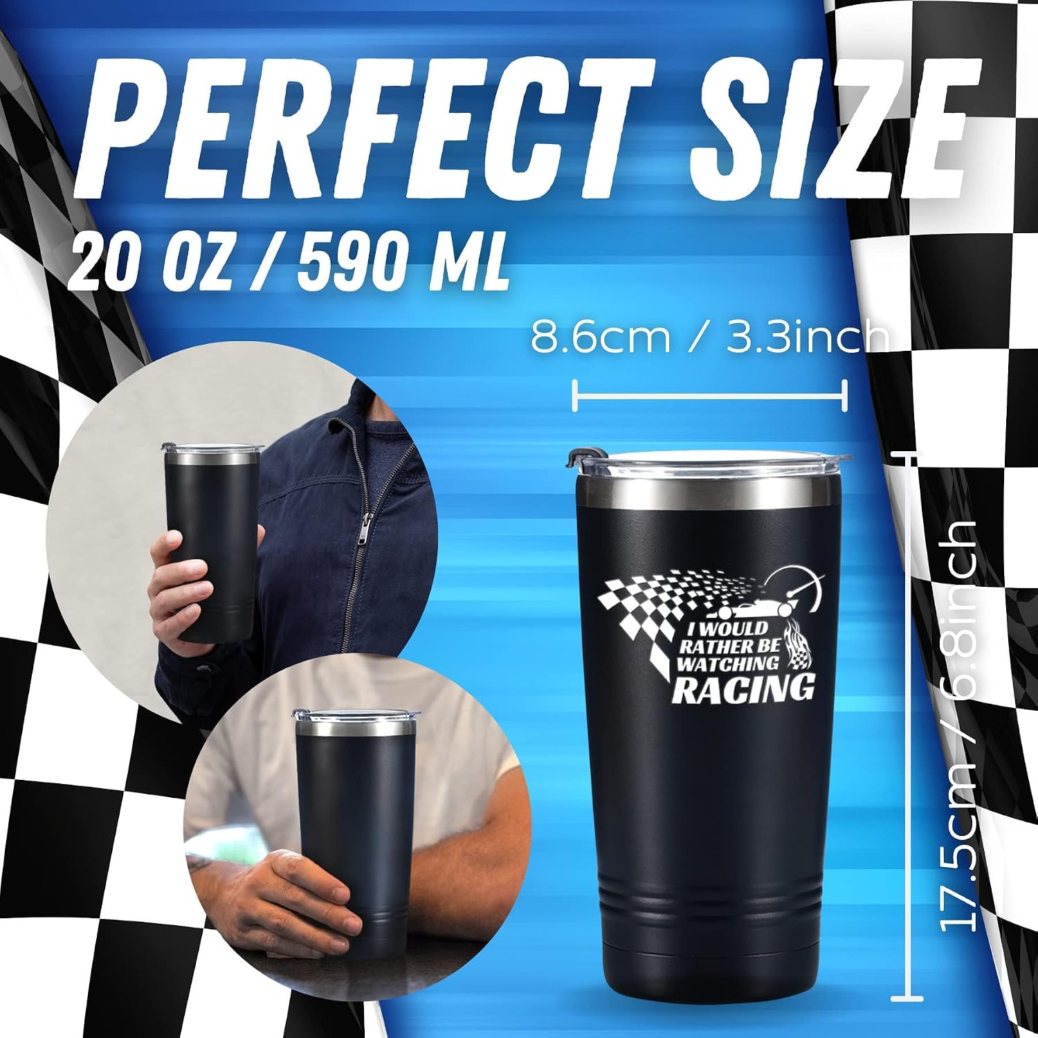 Onebttl Car Racing Gifts for Men - I'd Rather Be Watching Racing Tumbler - Motorsport Auto Race Car Fan Travel Coffee Mug 20oz