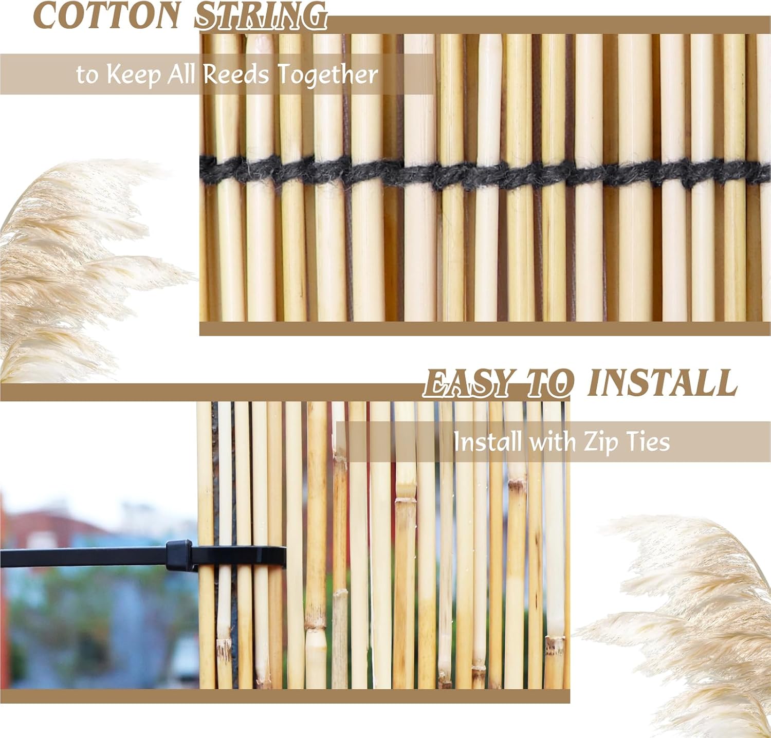 Natural Reed Fencing Rolls,6FT X 16.4FT Reed Screen Curtain Fence Covering Privacy for Outdoor Backyard Patio(Yellow
