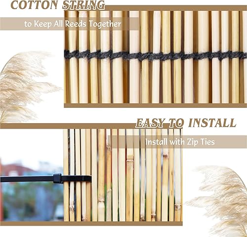 Miniatura 8 de Rollos naturales de esgrima de junco, cortina de caña de 5.5 x 16.4 pies, cubierta de valla de bambú de privacidad para patio al aire libre