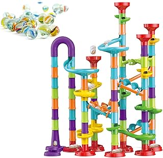 Marble Run for Kids Ages 4-8 - Maze Game DIY Educational Playset Birthday Gift for Ages 3+,Track Pipe Building Blocks Glass Marbles for Kids Birth Day Preschool, Toys for 3 Year Old Boys Christmas