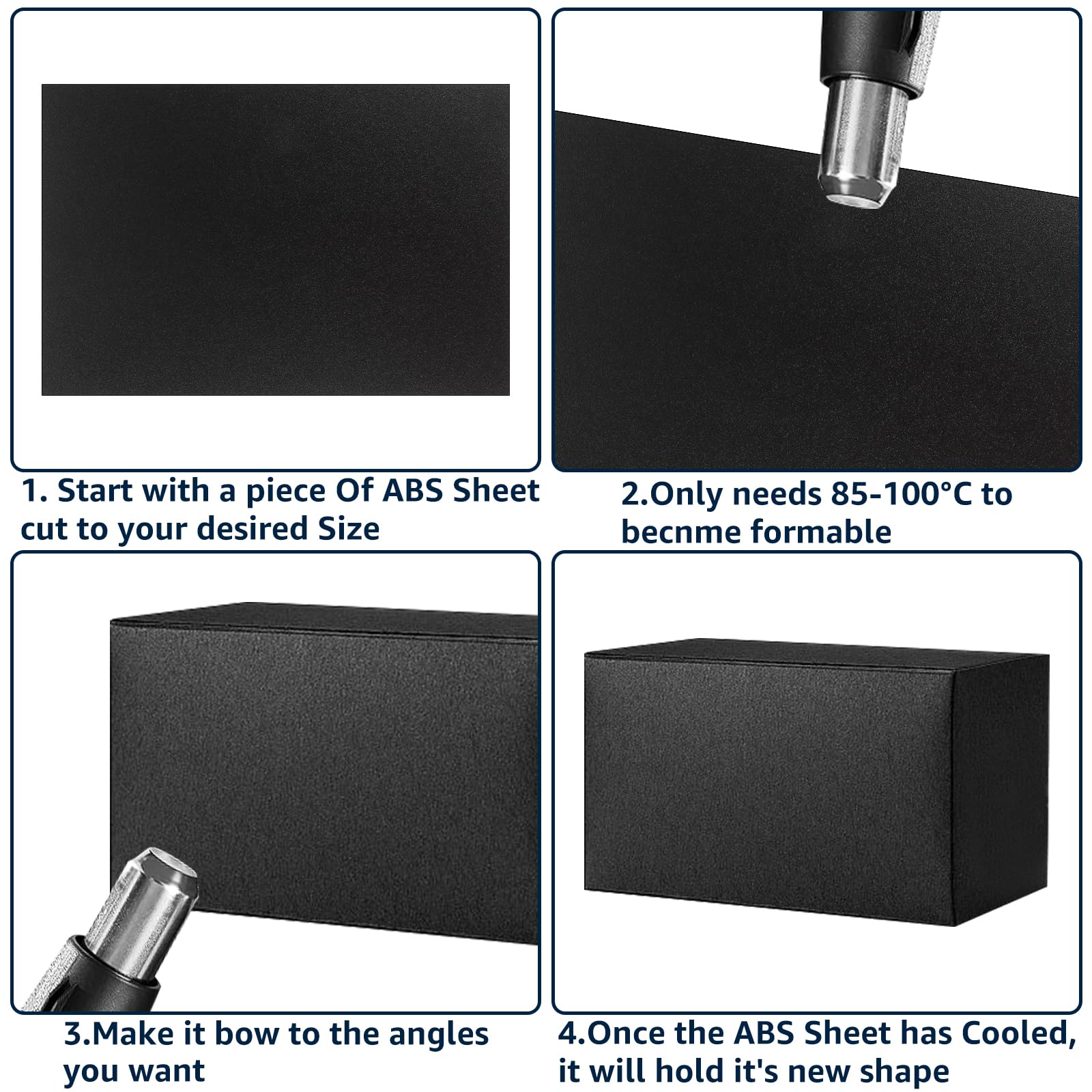 6 pannelli in plastica ABS da 3 mm, 30 x 20 cm, colore nero, per modellismo, fai da te, parafanghi per esterni, fai da te, parafanghi