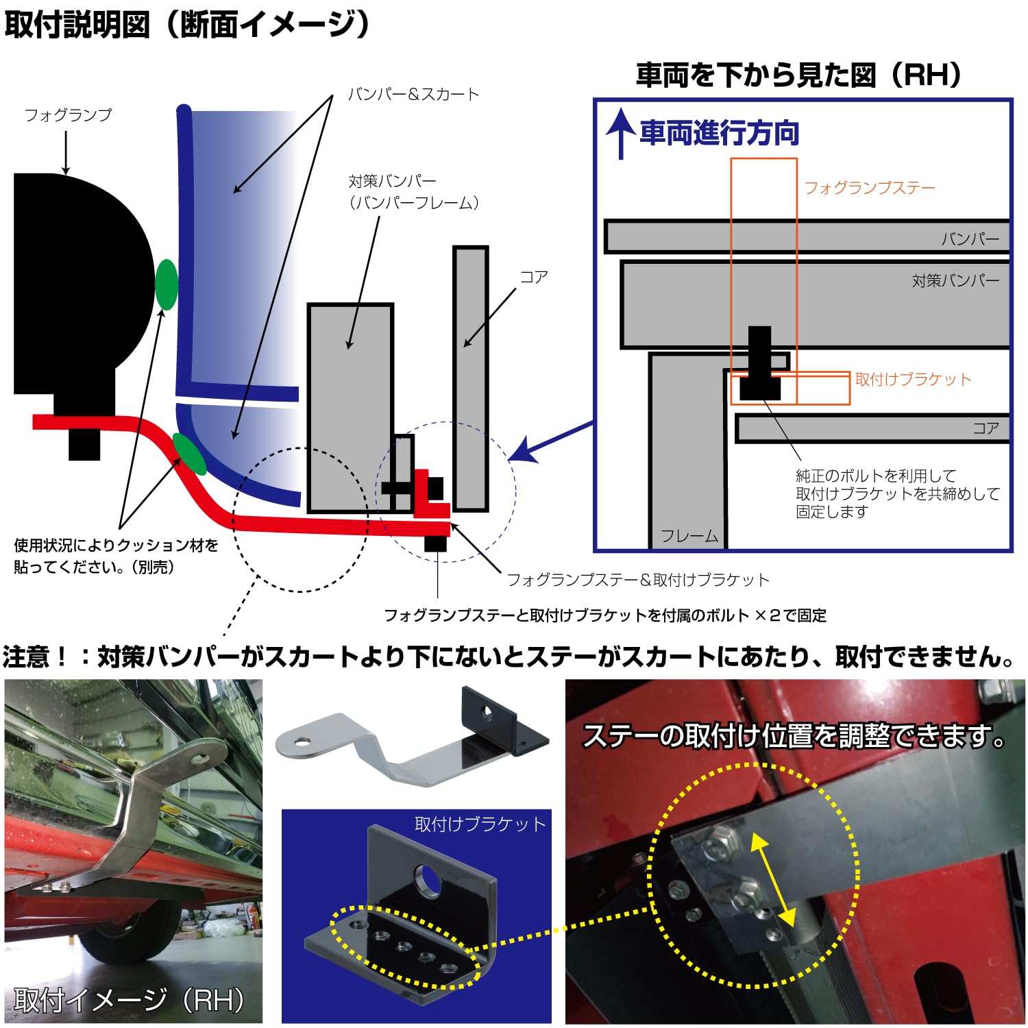 Jet inoue パイプバンパー クオン フォグランプステー ジェット