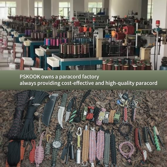PSKOOK Survival Paracord Parachute Fire Cord Survival Ropes Red Tinder Cord PE Fishing Line Cotton Thread 7 Strands Outdoor 20, 25, 100 Feet