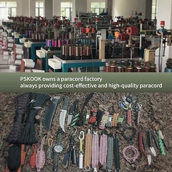 PSKOOK Survival Paracord Parachute Fire Cord Survival Ropes Red Tinder Cord PE Fishing Line Cotton Thread 7 Strands Outdoor 20, 25, 100 Feet