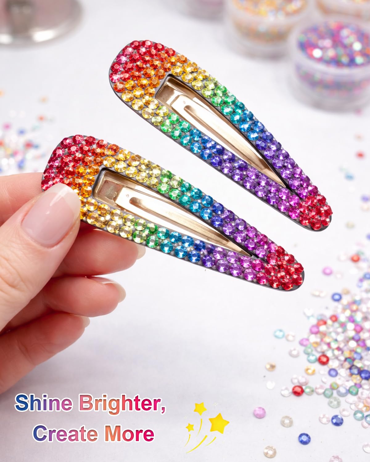 Vinuwu Kit de 18 couleurs éblouissantes, 22 000 strass à dos plat de 3 mm pour éblouissement avec stylo, kit de pierres précieuses Bedazzler pour loisirs créatifs, nail art, vêtements, chaussures