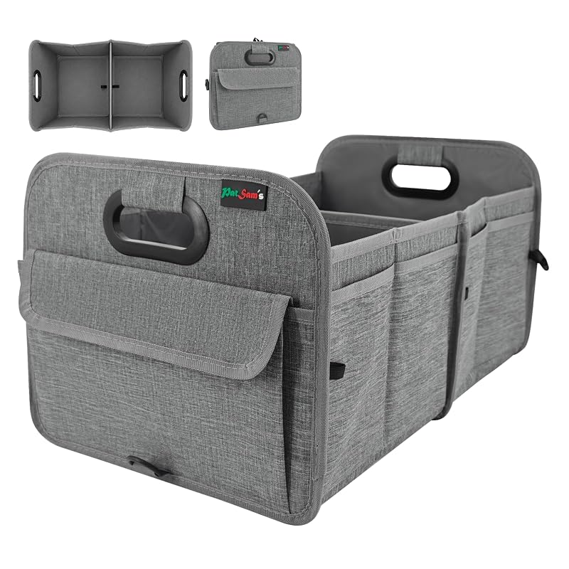 Organizador para Porta-Malas PAT SAM'S Dobrável com Bolsos Frontais e Laterais, Tecido Oxford 600D, Cinza, 41 L, 1 unidade