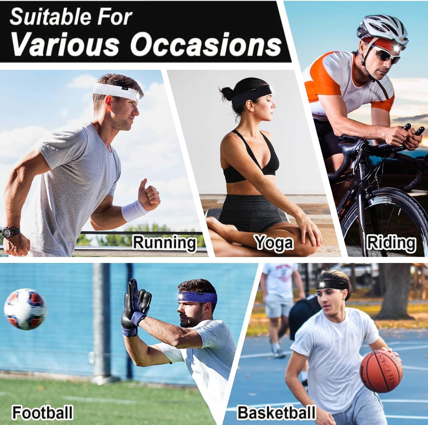 ATNKE 4 LED Lighted Sport Sweatband,USB Rechargeable Running Head Band Lamp High Stretch Wicking Gifts for Men and Women - Image 7