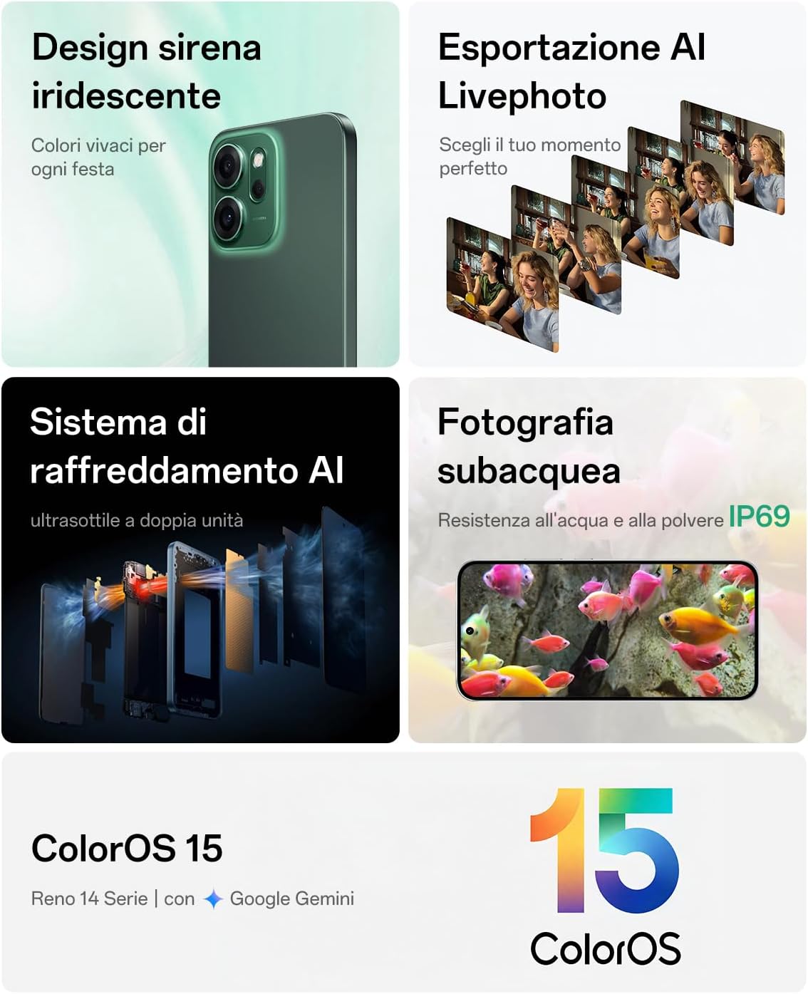 OPPO Reno14 F 5G features including IP69 water resistance