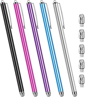 Long Stylus Pens for Touch Screens (5 Pack 185mm) High Sensitivity, Precision and No Scratches, Compatible with iPad, iPhone, Android, Tablets and More. Capacitive Touchscreen Stylist Mesh Fiber Tips