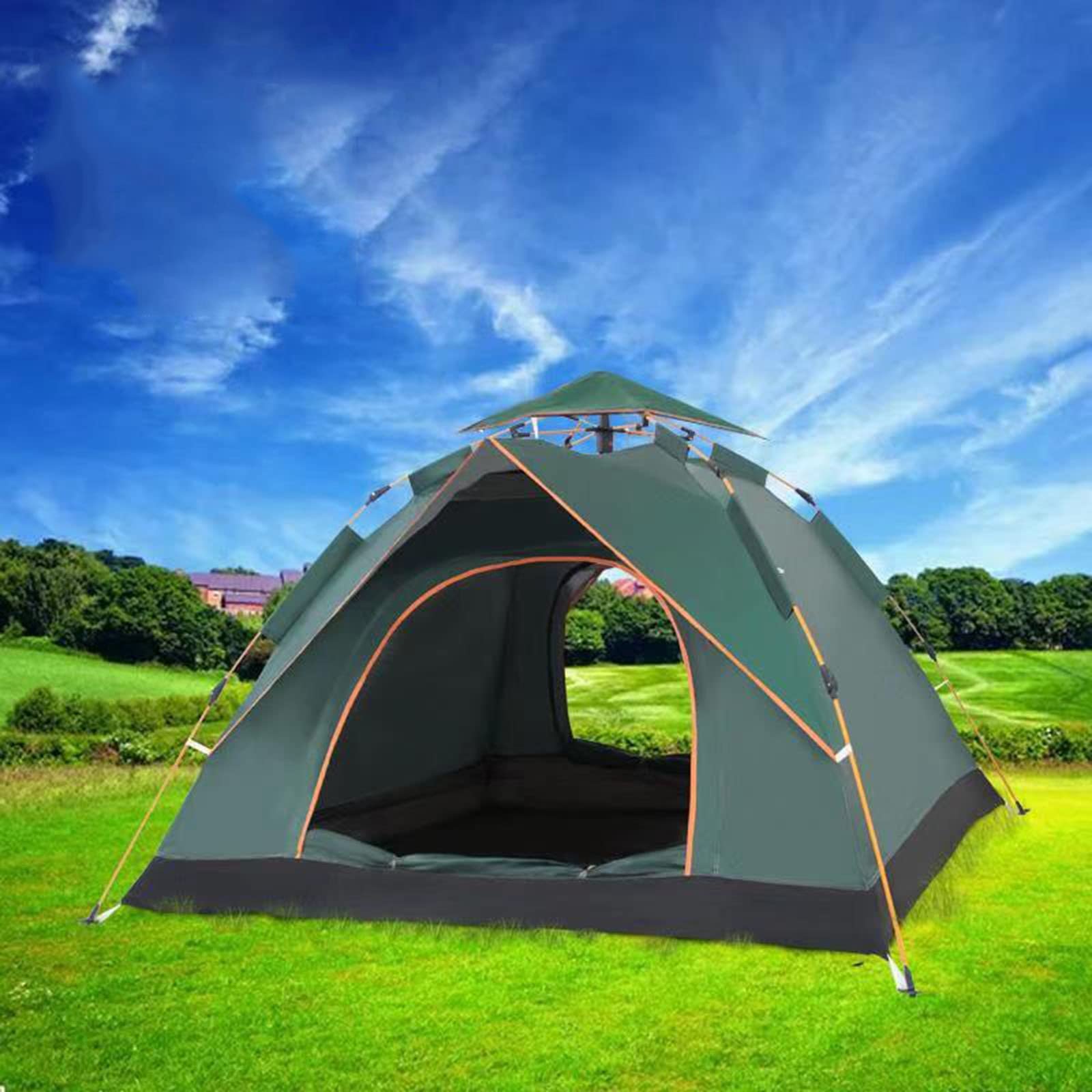 Tente Dôme Pop-up 2-3 Personnes – 200x150x110cm, Imperméable, Anti-UV, Moustiquaire, Pour Plage Et Camping