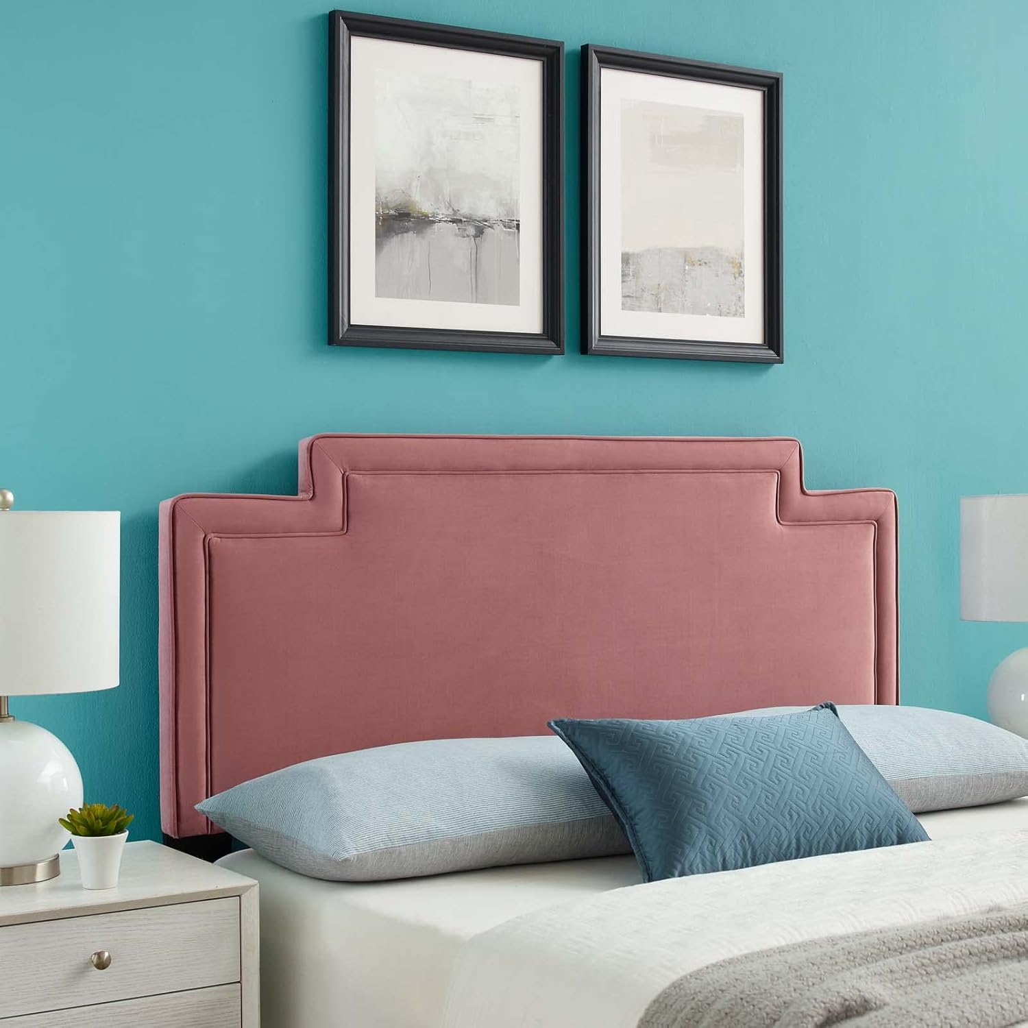 Modway MOD-6576-DUS Transfix Performance Velvet King/California King Headboard, Dusty Rose