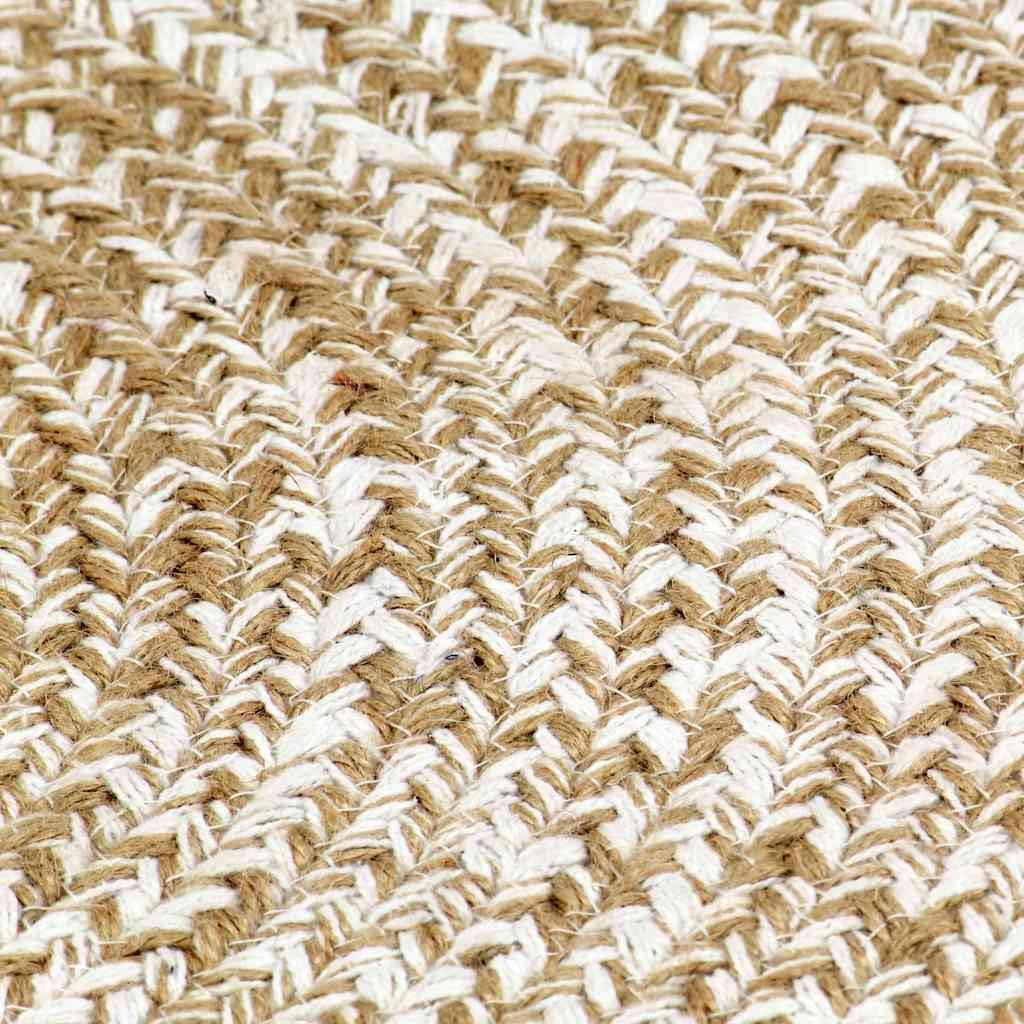 Tapis en jute tissé à la main en jute et coton naturel 90 cm - Tapis tressé pour votre intérieur, doux et durable