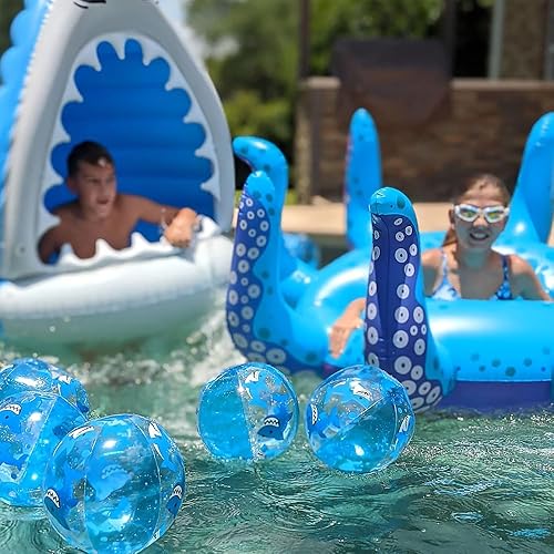 Miniatura 3 de Paquete de 12 pelotas inflables de playa para fiesta de tiburón, para piscina o fiesta de cumpleaños, mini pelotas de playa - 11 pulgadas
