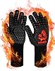BBQ Gloves extreme heat resistant 800°C 1472°F, Silicone Non-Slip Grilling bbq Gloves Oven Mitts Oven Gloves for Barbecue, Grilling, Cooking, Baking, Smoker - Black, LL Size