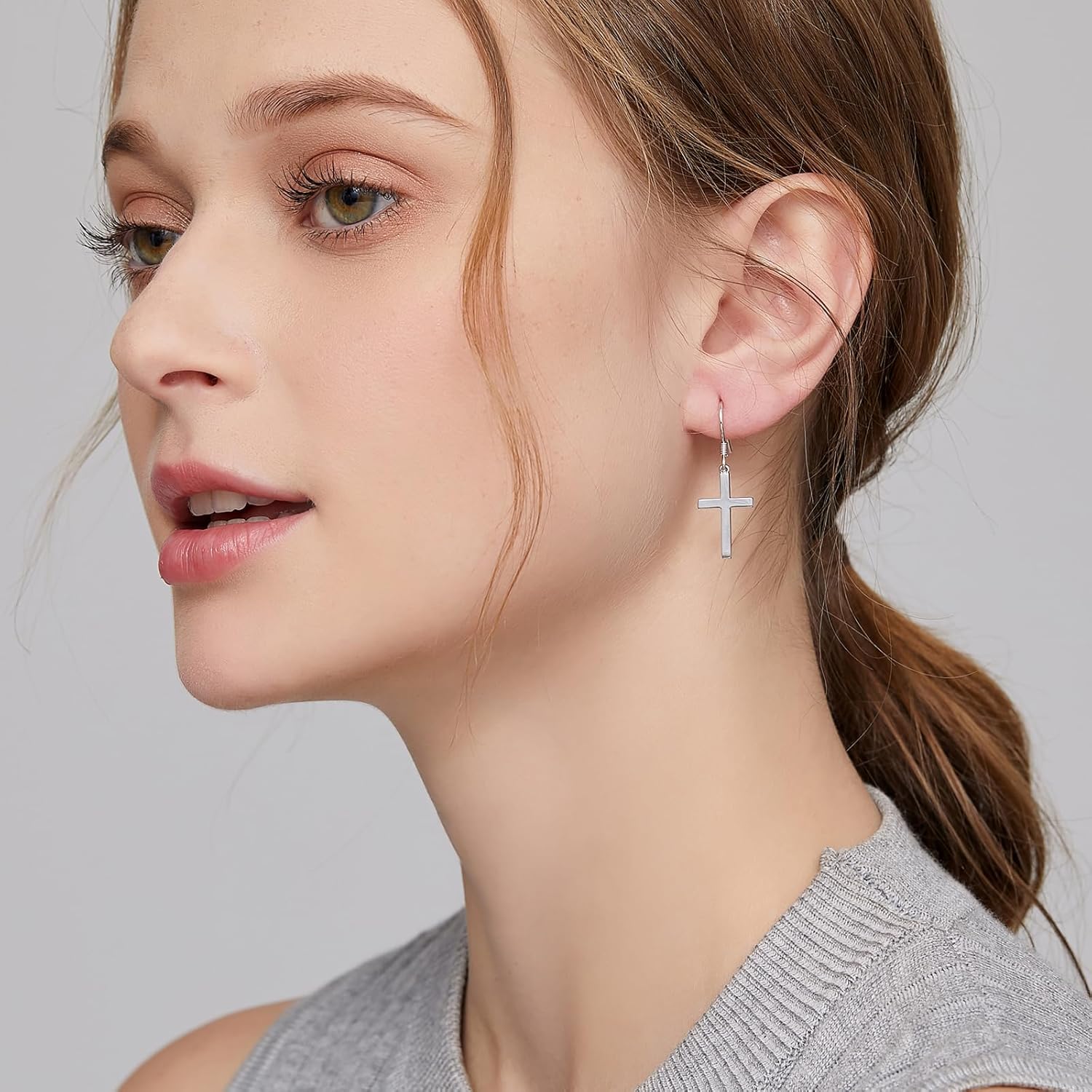 Han han 925 Sterling Silver Cross Earrings for Women and Men - Image 2