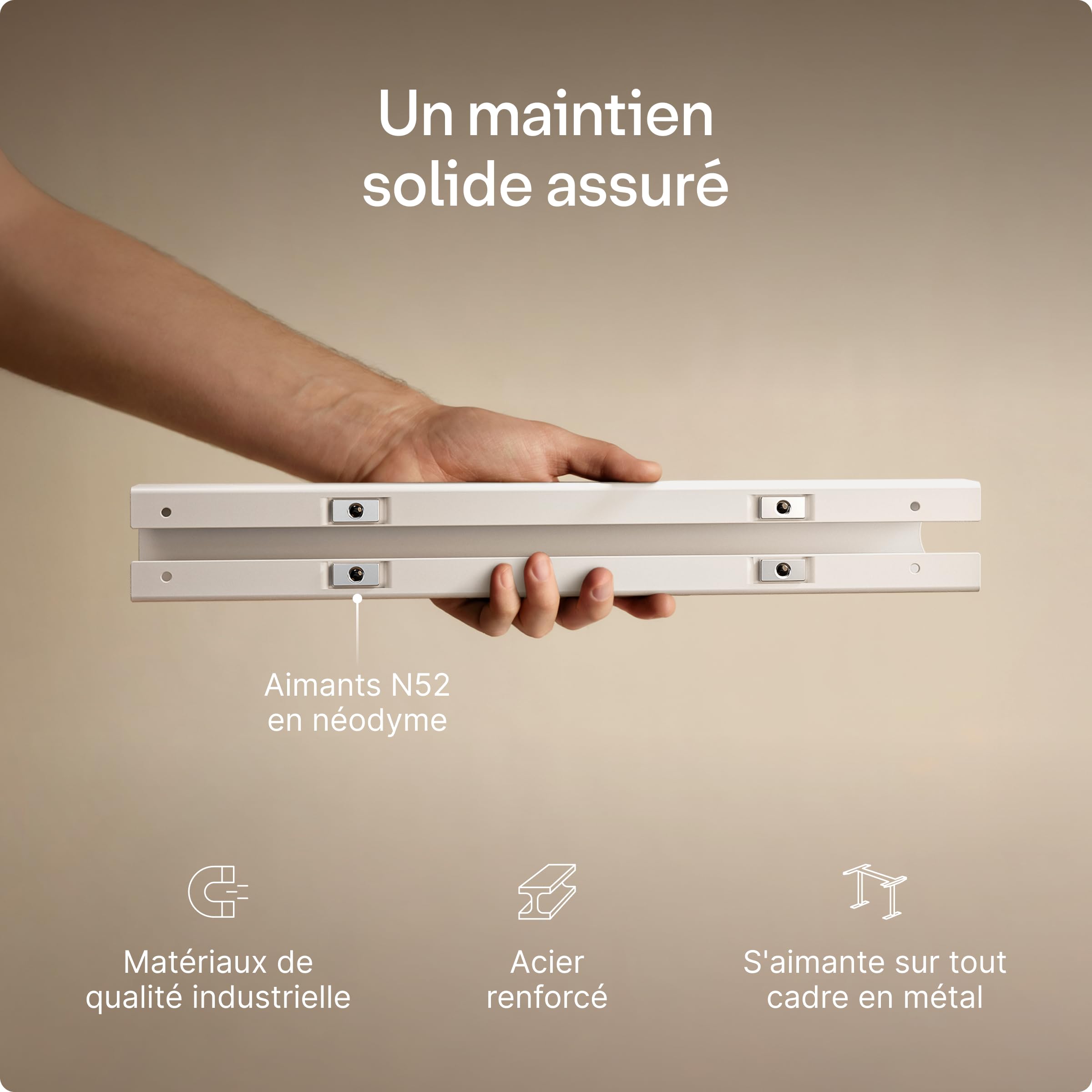 Plateau magnétique de Gestion des câbles – Goulotte en Acier Inoxydable avec Fixation magnétique – Organisation sur Le Bureau et sous Le Plateau – Organisateur de câbles par Desktronic