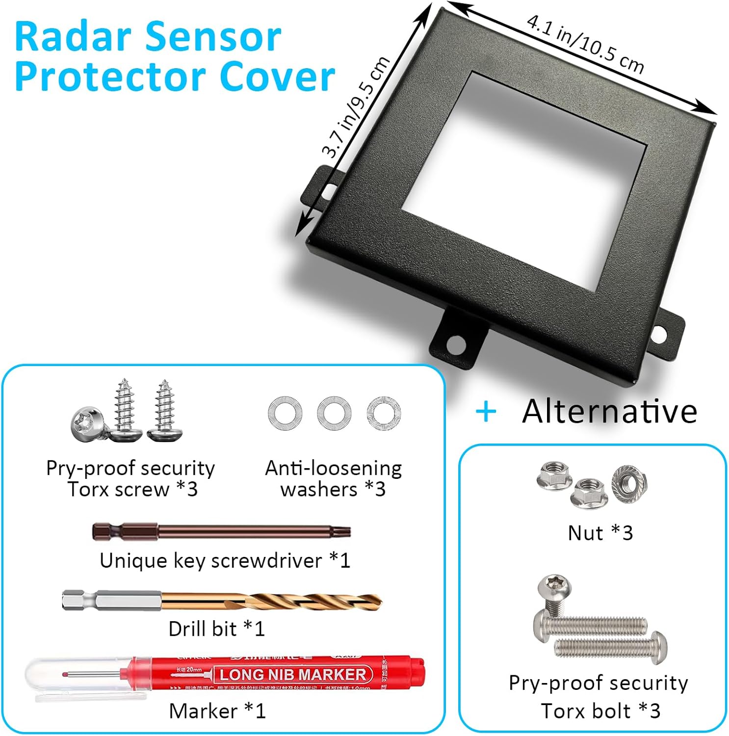 Radar Sensor Protector Cover Compatible with Honda CR-V 2023-2025 All Models, Vehicle Front Radar Sensor Anti-Theft Cover Steel with 2 Mounting Options Kit​ for CRV Accessory (Black)