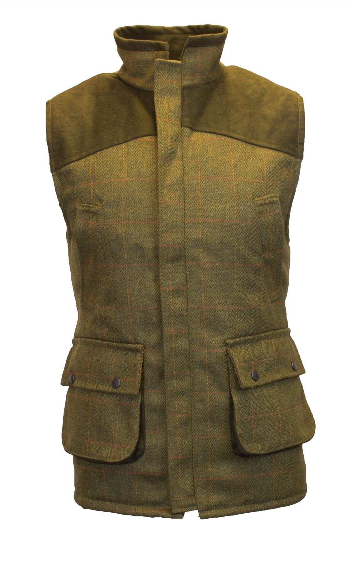 Walker & Hawkes - Herren Country-Weste - Klassisch Schottisch aus Harris-Tweed - Fischgrätmuster - Overcheck-Tartanmuster - Clinton-Braun - 48-62