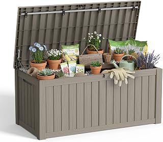 150Gal Outdoor Storage Box Waterproof Lockable Deck Box