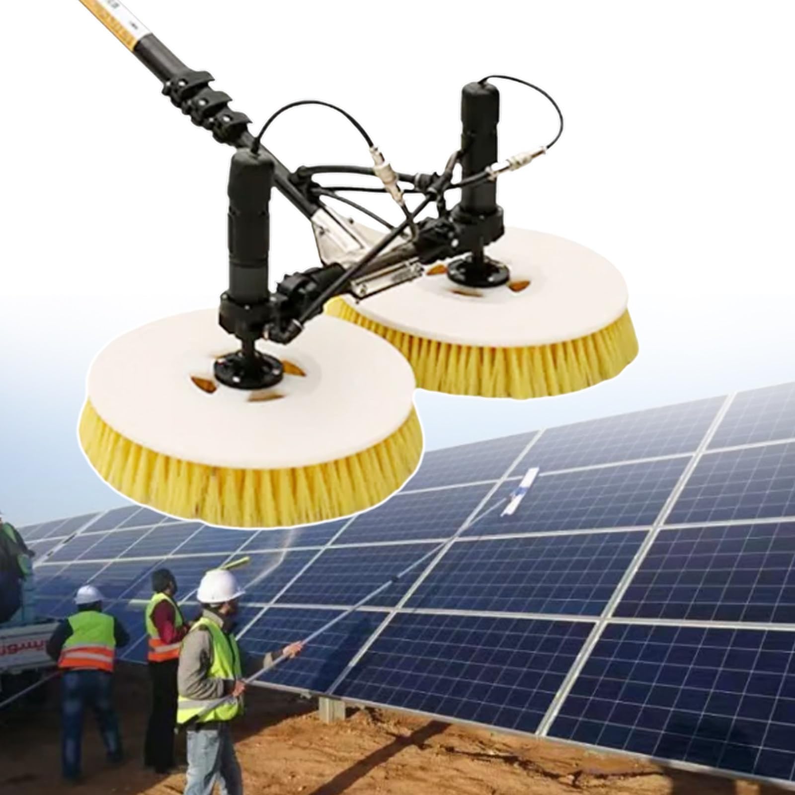 AYCDL Solar Panel Cleaning Rotating Brush, 24ft Photovoltaic Water Fed Brush, Water-Saving Design, 1.5-3L/M3,Cable