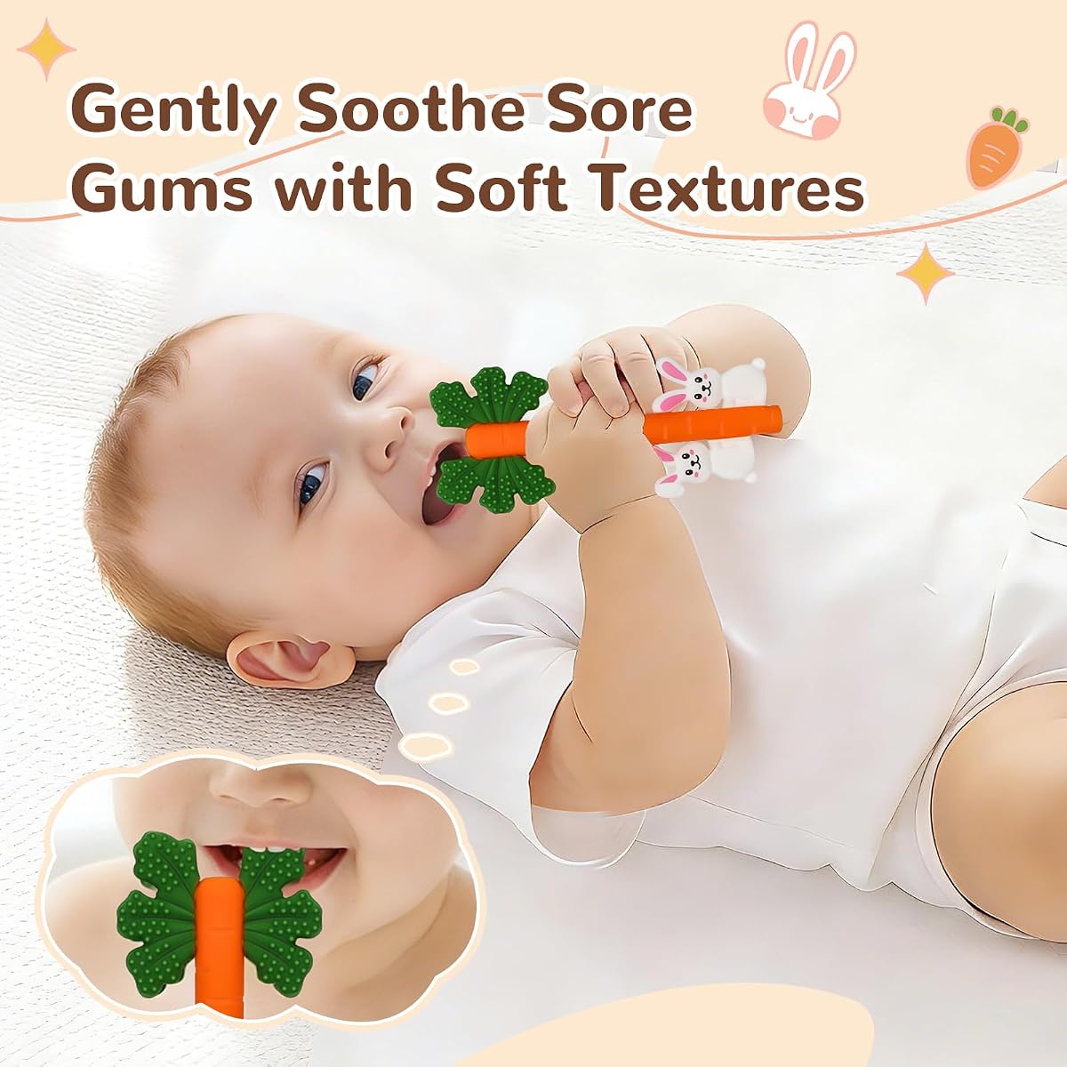Nuby Silicone Carrot Teether Tube view 2