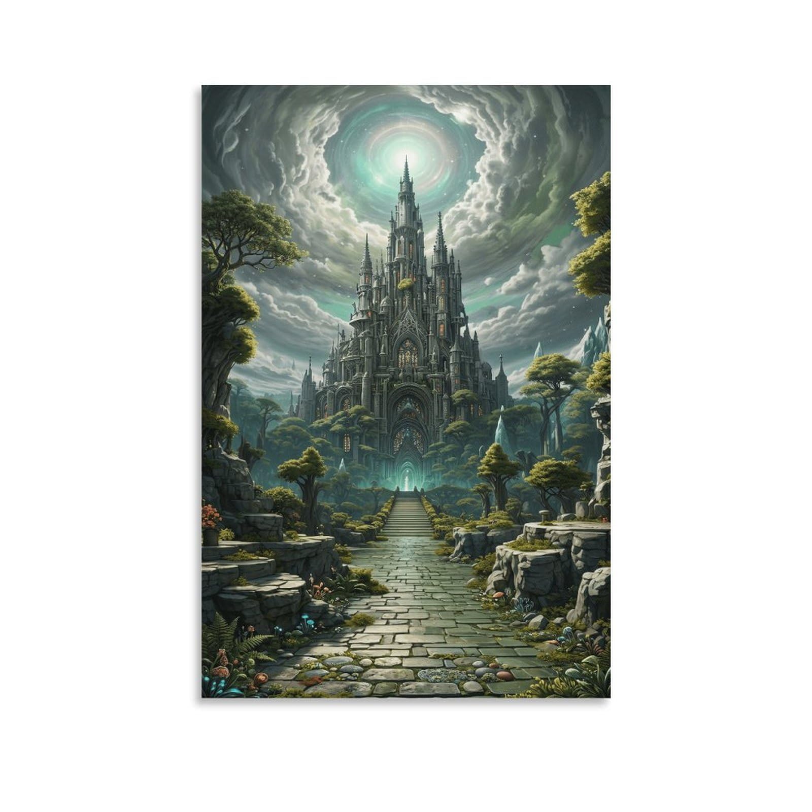 XPASHIQWC Forest Castle Poster Artwork Canvas Prints Picture Modern Canvas Wall Art Picture Wall Hanging for Bedroom Living Room Decor 16x24inch(40x60cm)