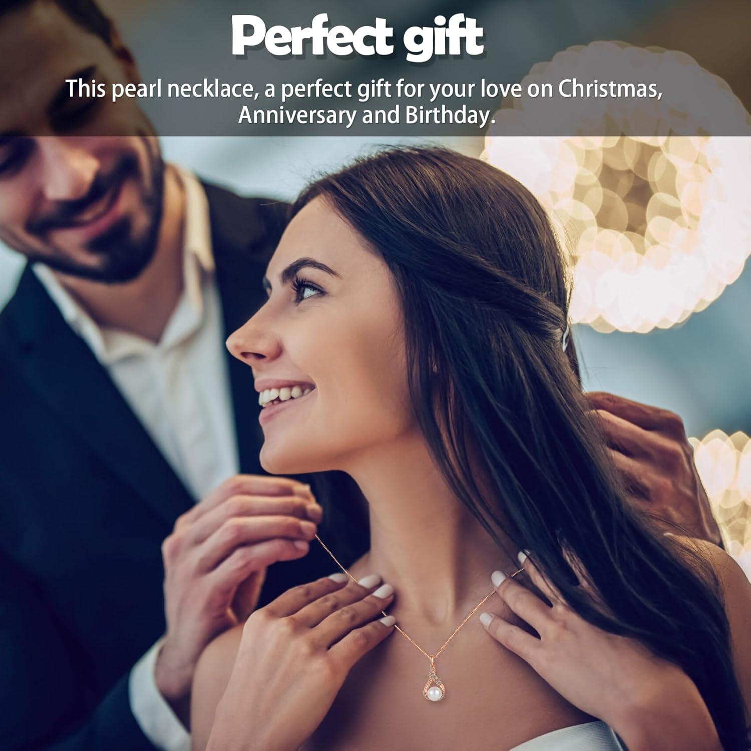 Celtic Infinity Pearl Pendant Necklace for Women, 925 Sterling Silver Good Luck Irish Pendant with 10MM Freshwater Cultured Pearl, White/Rose/ 14K Gold Plated Jewelry Gift - Image 5