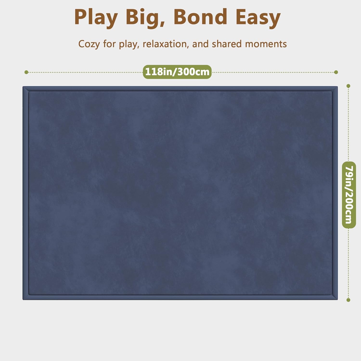 Baby Play Mat for Floor, 1.3'' Thick Memory Foam Tummy Time Mat - Super Soft Coral Velvet Nursery Rug with Non-Slip Backing, Crawling Rug for Toddler/Infants, Yoga & Tatami Use, Dark Blue, 79''x 118''