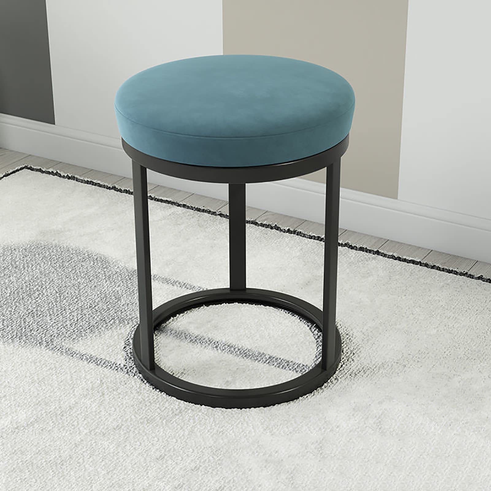 Taburete de tocador acolchado con acento ergonómico para solucionar falta de espacio