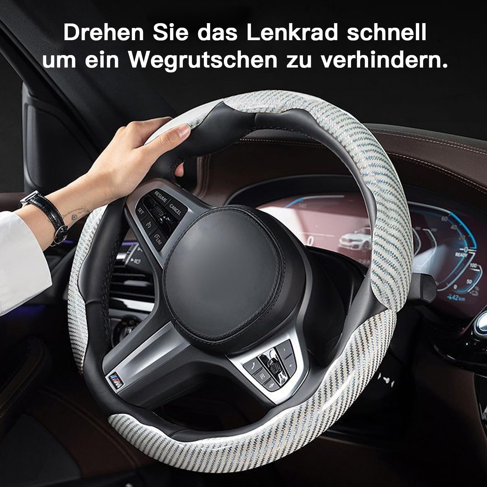 YBZNCASC Steering Wheel Cover, for Audi e-tron GE SUV 55/50/S 2018 2019 2020 2021 2022 2023 Car Steering Wheel Protector Anti Slip Breathable Comfortable Grip Automotive Interior Accessories,C