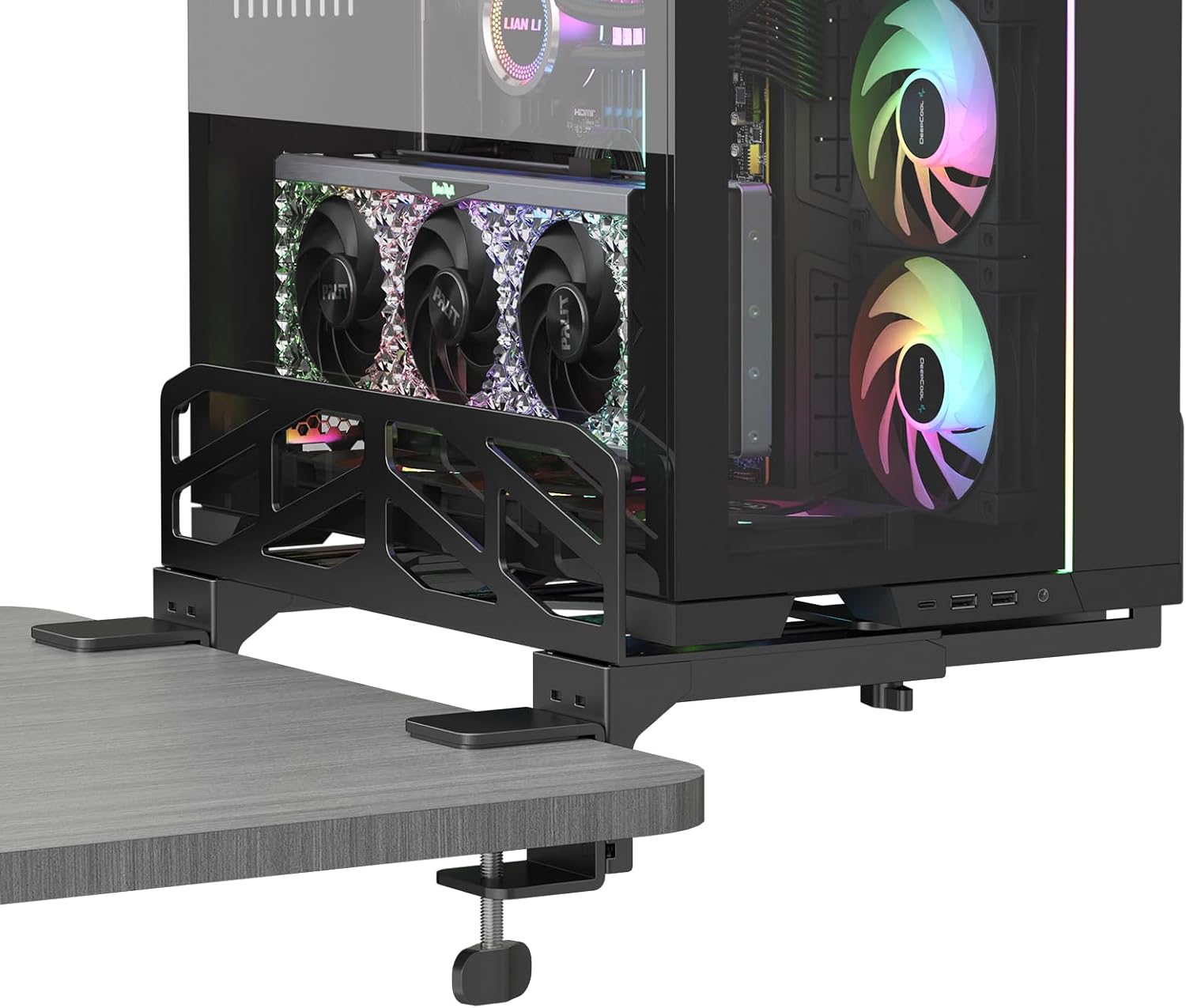 Pholiten Clamp-on Desk Extender PC Desk Mount Holder,Universal PC Wall Mount,7.28 to11.8 inch Wide Gaming Computer Case Stand,Capacity Weight 66lbs Pholiten Clamp-on Desk Extender PC Desk Mount Holder,Universal PC Wall Mount,7.28 to11.8 inch Wide Gaming Computer Case Stand,Capacity Weight 66lbs