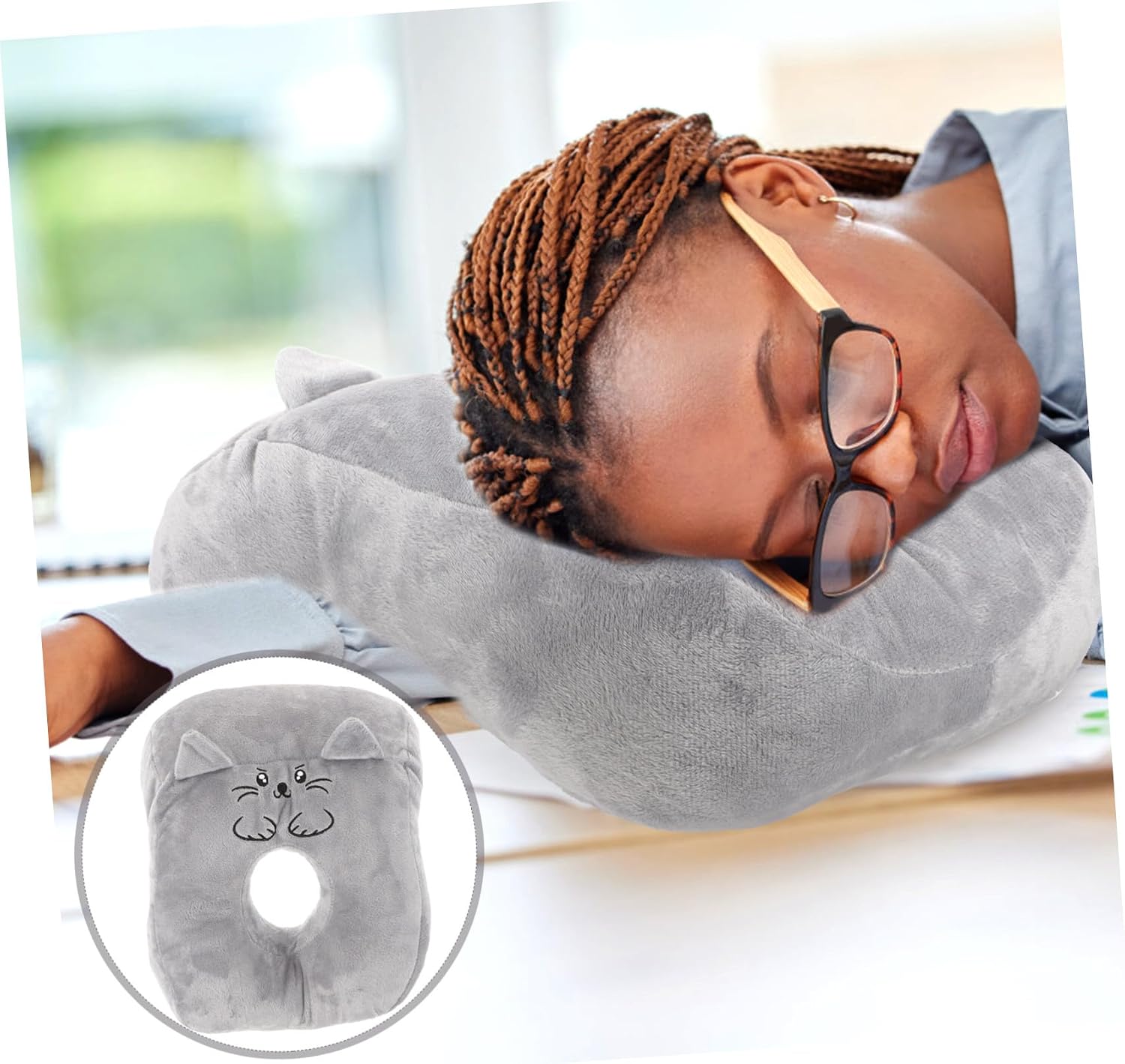 Zerodeko Ergonomic Face Down Nap Pillow for Office Desk and Chair Breathable Support Cushion for Comfortable Sleep Stable Structure with Cartoon Design for Spine and Face Care