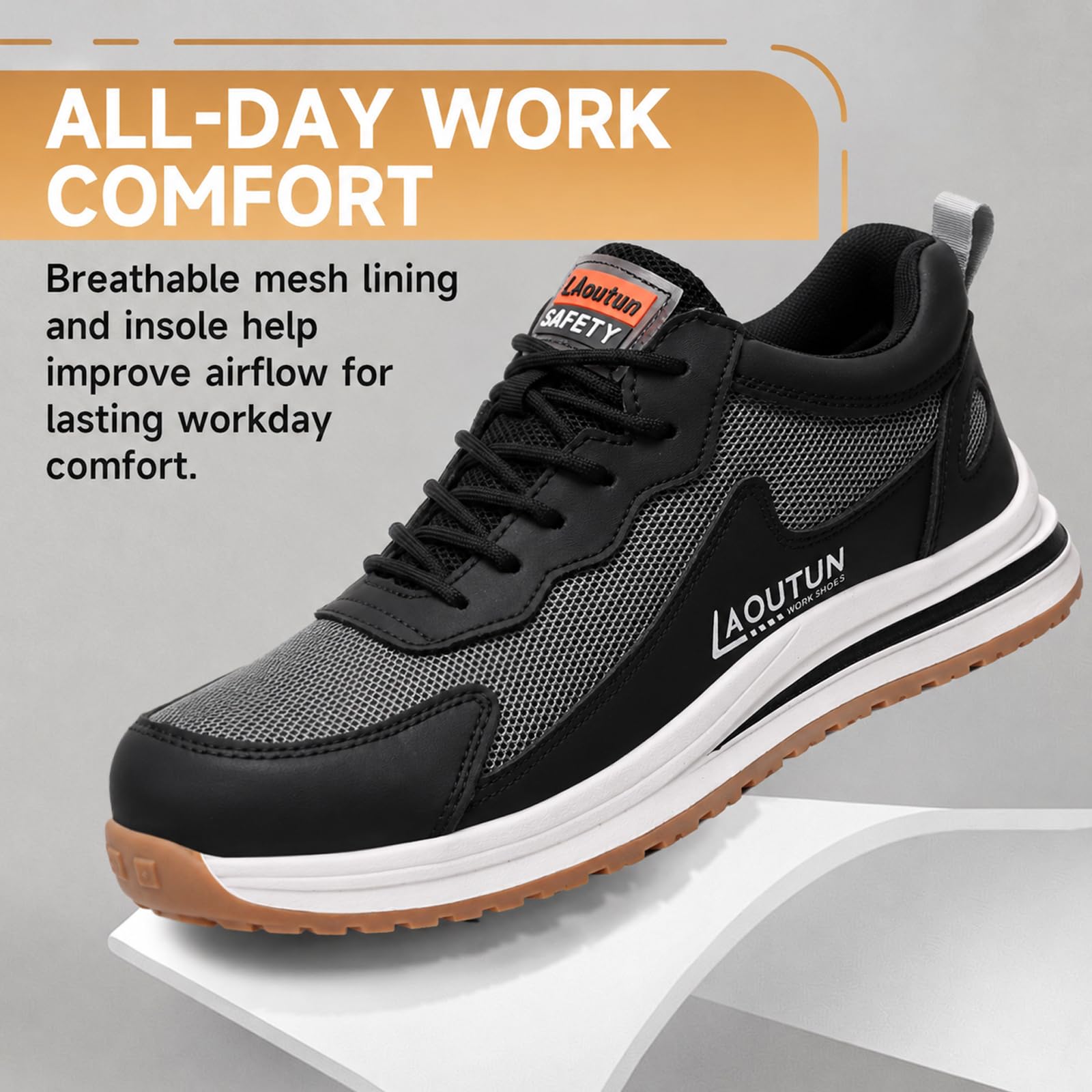 LAoutun Zapatillas de seguridad para hombre, con puntera de acero