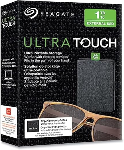 Seagate Ultra Touch HDD 2TB External Hard Drive – Black USB-C USB 3.0, 1yr Mylio Create, 4 month Adobe Creative...