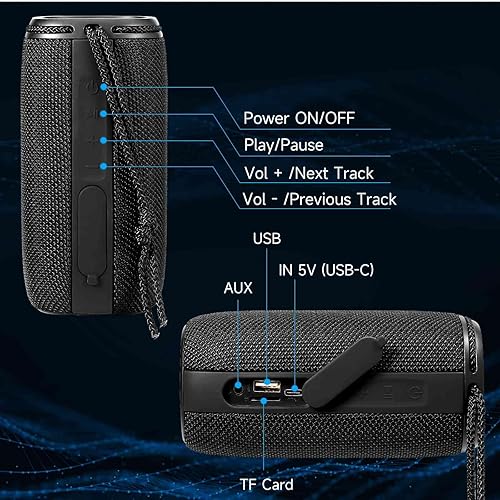 Miniatura 2 de UrbanX Scorpio - Altavoz Bluetooth de la serie, IPX6, impermeable, sonido envolvente HD con graves intensos, emparejamiento inalámbrico verdadero,