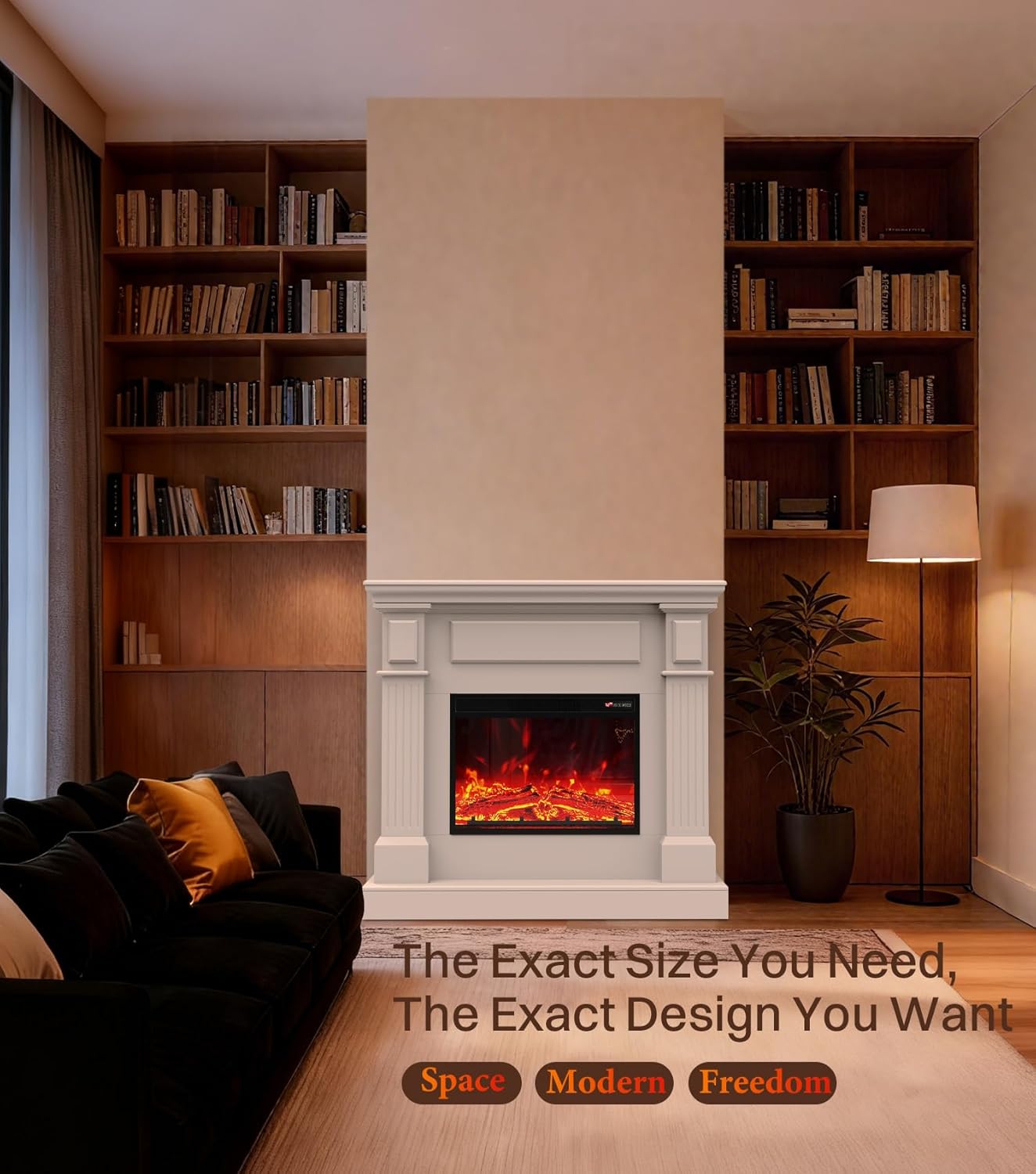 43" Electric Fireplace with Mantel, TV Stand＆Freestanding Fireplace, 23 inch Electric Fireplace Heater with 4 Flame Levels, Remote Control, One Package＆Easy to Set, for Living Room/Bedroom
