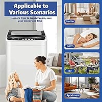 Vista 8 de Nictemaw 17.8Lbs Portable Washing Machine, 2.4 Cu.ft Compact Full-Automatic Washer with Drain Pump, 8 Water Level & 10 Programs Portable Washer and