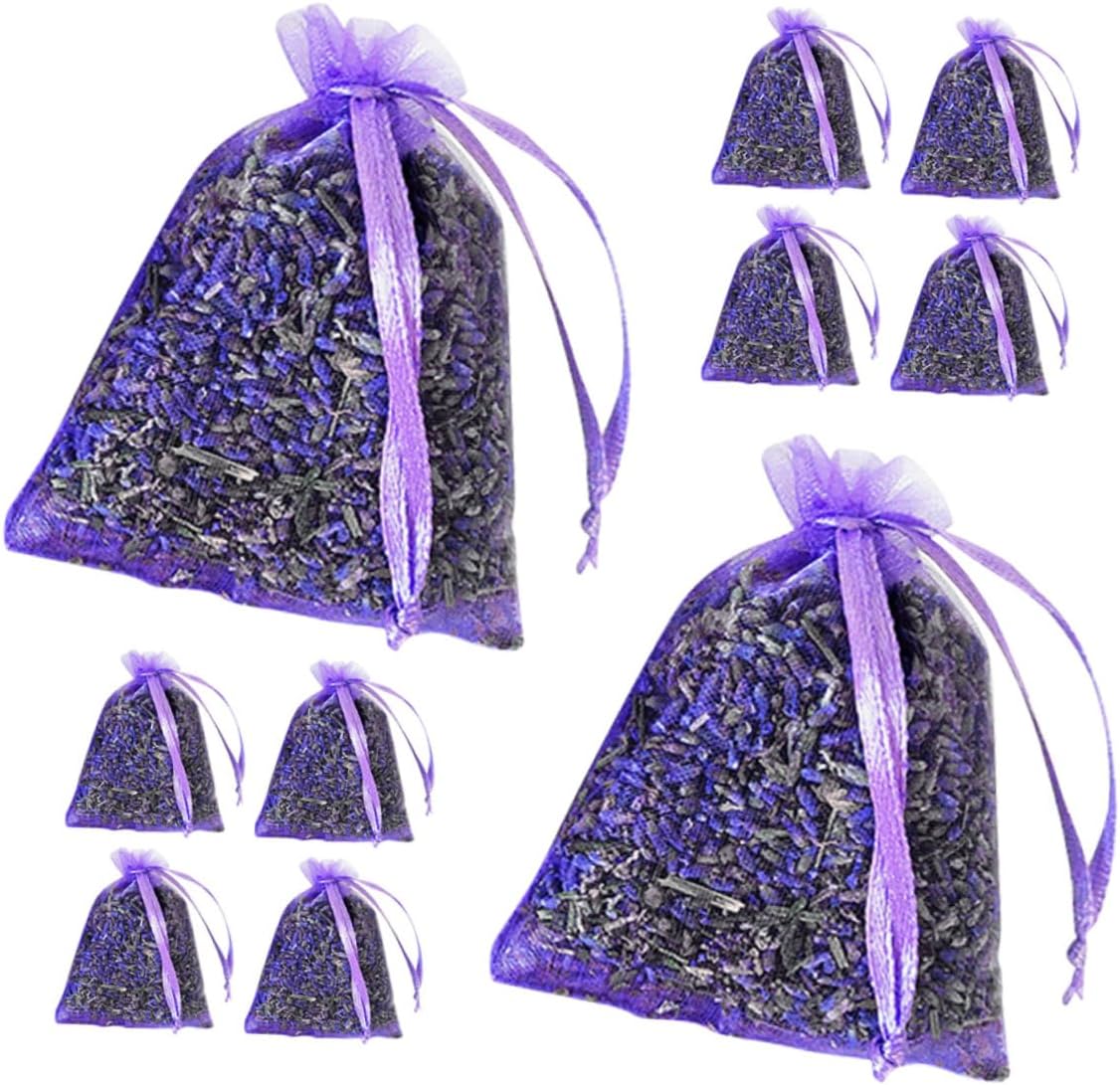 10Pcs Lavender Sachet Bags Hanging Sachets for Wardrobe Closet and Vehicle Odor Elimination Fragrance with Dried Lavender for Home and Office Use