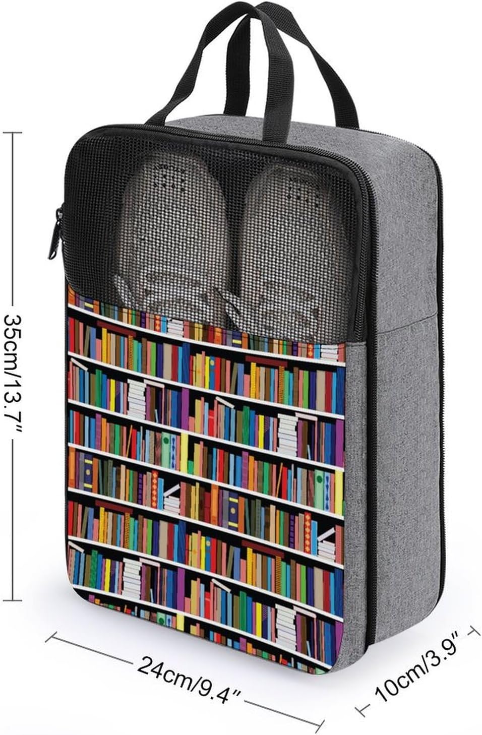 Vintage Library Bookshelf Travel Storage Shoe Bag, Large Capacity And Portable