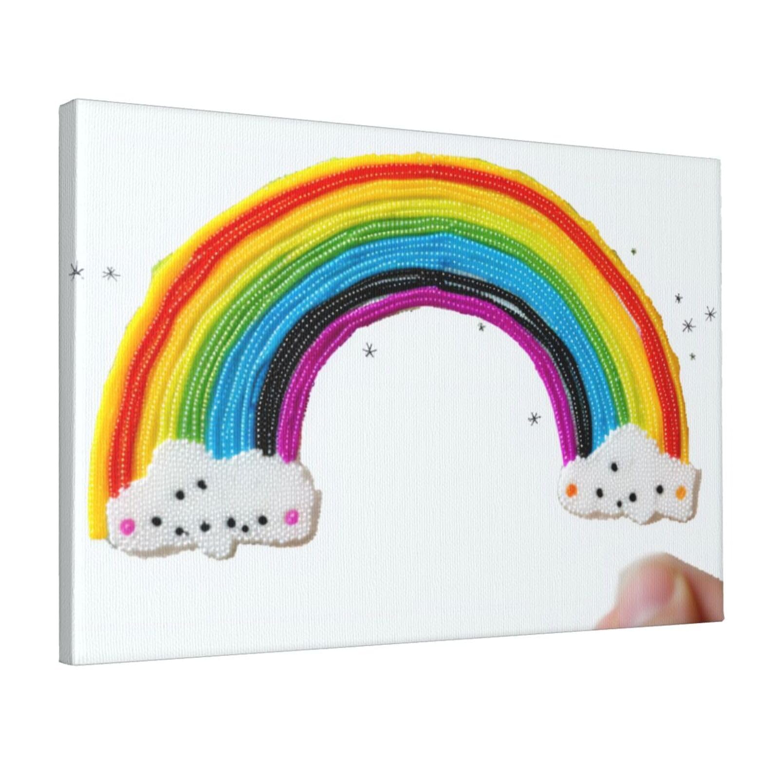 YKLJG Small rainbow printing Printed Wall Art Canvas Prints 45x30 CM Wooden Framed Picture Painting Artwork for Bedroom Kitchen Home Office Decor