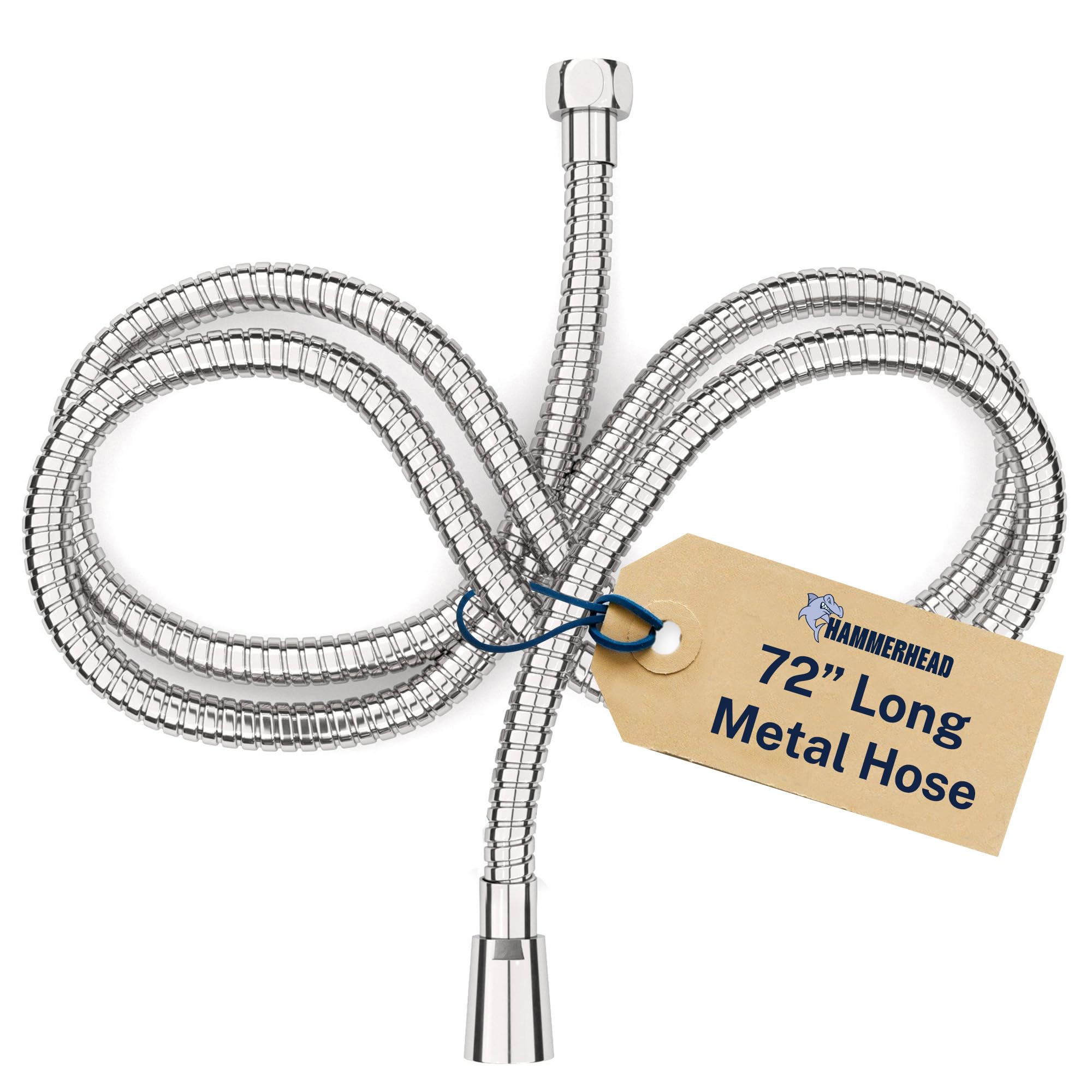 HammerHead Showers Solid Metal Shower Hose Attachment for Showerhead, Extra-Long 72-Inch Universal Replacement Hose for Hand held Shower, Chrome