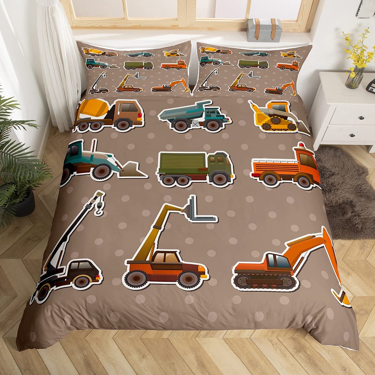 Couverture de lit de voiture de chantier pour cadeau anniversaire garçon