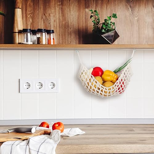 Miniatura 7 de Hamaca grande de macramé para frutas debajo del gabinete, hamaca de plátano para colgar en la encimera, ahorra espacio en el mostrador para cocina,