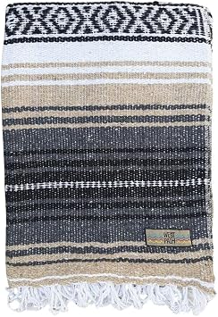 Open Road Goods Tan/Beige Mexican Blanket - Authentic Serape Falsa Blanket - Handmade Acrylic Blend, XL
