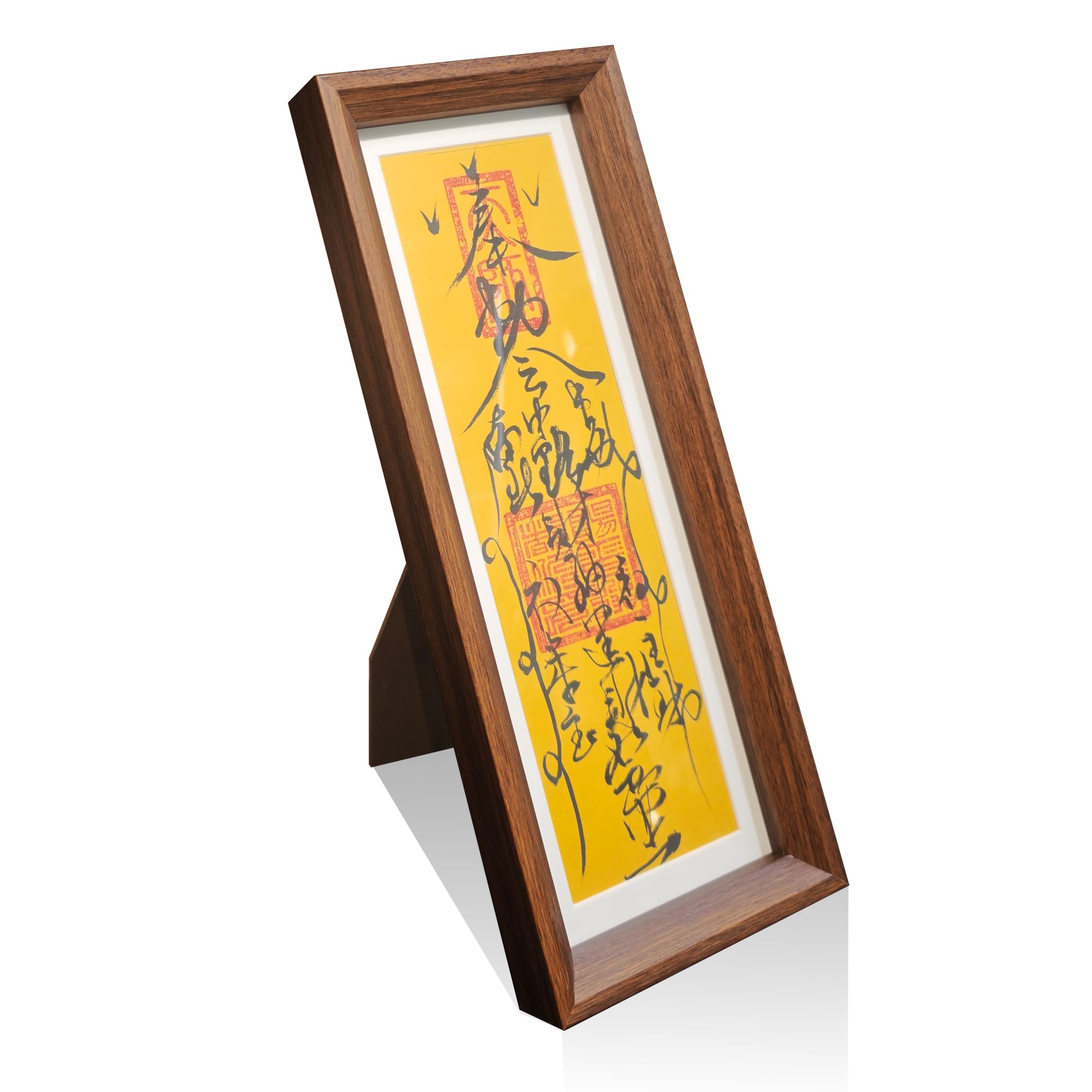 Auroak Frame Feng Shui Gift Wealth Luck Talisman Paper Present Handwritten Taoist Cultural Symbol for Wealth and Good