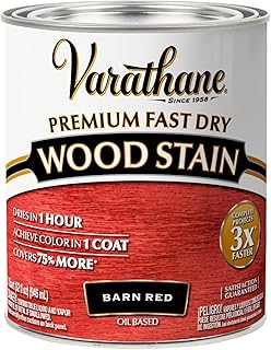 Varathane Premium Fast Dry Wood Stain | 1 Hour Dry Time | 1 Coat Color | Interior Wood Stain | Furniture, Cabinets, Doors, Trim | Quart | Barn Red