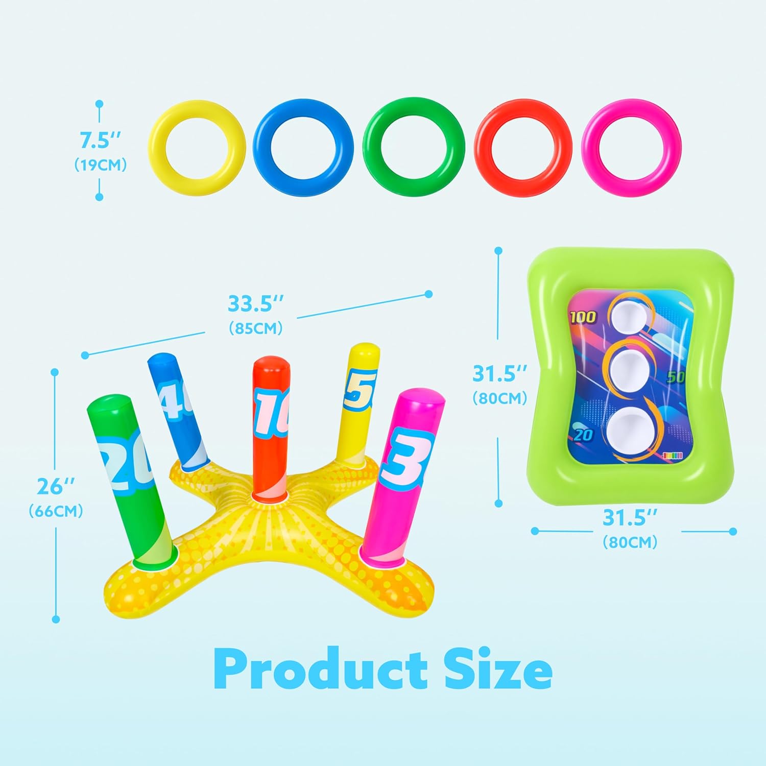 2 Sets Inflatable Pool Toss Game Combo Set Includes Ring Toss & Corn-Toss Game Floating Swimming Pool Games for Kids Adults Party in Summer