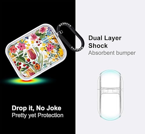 Miniatura 218 de MOSNOVO Funda protectora transparente para AirPods Pro 3, con anillo de metal duro de lujo de doble capa a prueba de golpes, diseñado para AirPods